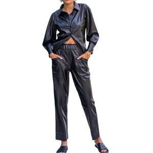 We Are Sundays Harper Pants in Black Vegan Leather size Large